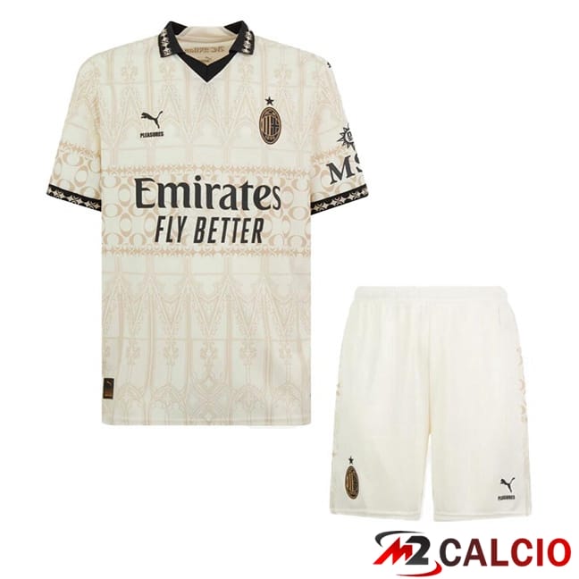 Maglie Calcio Personalizzate,Tute Calcio Squadre,Maglia Nazionale Italiana Calcio | Maglie Calcio AC Milan Bambino Quarto Giallo 2023/2024