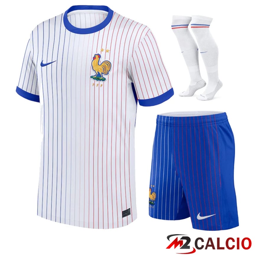 Maglie Calcio Personalizzate,Tute Calcio Squadre,Maglia Nazionale Italiana Calcio | Maglia Nazionale Francia Seconda (Pantaloncini + Calzini) 2024/2025