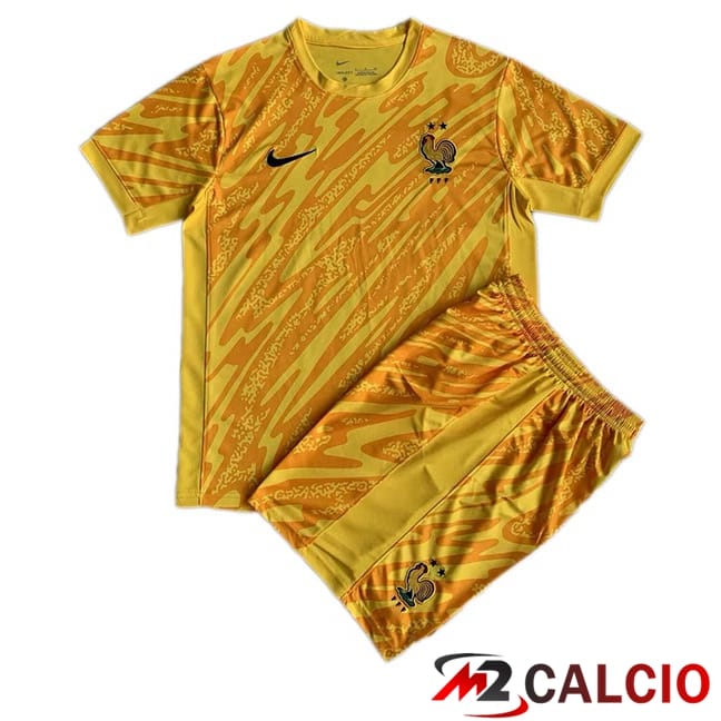 Maglie Calcio Personalizzate,Tute Calcio Squadre,Maglia Nazionale Italiana Calcio | Maglia Nazionale Francia Bambino Portiere Giallo 2024/2025