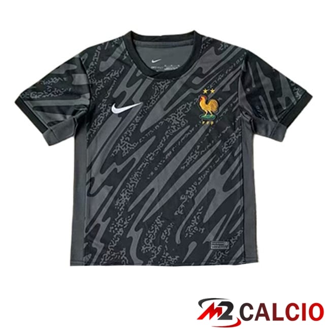 Maglie Calcio Personalizzate,Tute Calcio Squadre,Maglia Nazionale Italiana Calcio | Maglia Nazionale Francia Portiere Nero 2024/2025