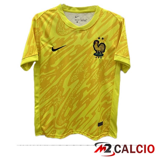 Maglie Calcio Personalizzate,Tute Calcio Squadre,Maglia Nazionale Italiana Calcio | Maglia Nazionale Francia Portiere Giallo 2024/2025