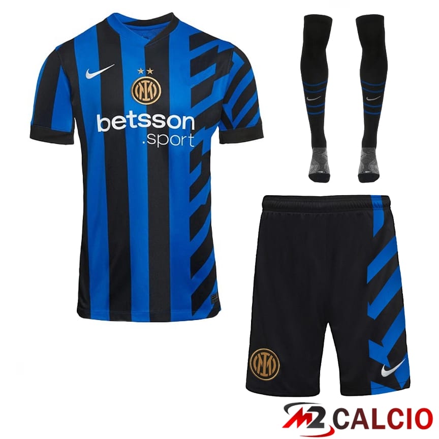 Maglie Calcio Personalizzate,Tute Calcio Squadre,Maglia Nazionale Italiana Calcio | Insieme Maglie Inter Milan Prima (Pantaloncini + Calzini) 2024/2025