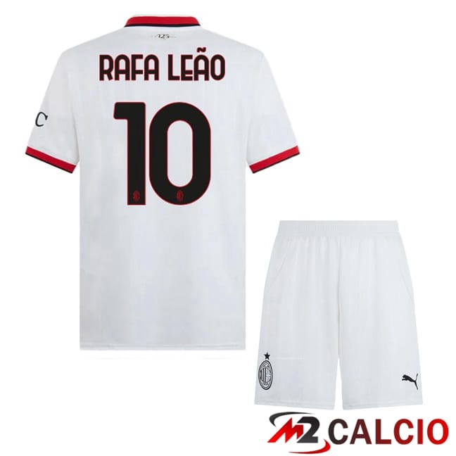Maglie Calcio Personalizzate,Tute Calcio Squadre,Maglia Nazionale Italiana Calcio | Maglie Calcio AC Milan (Rafa Leão 10) Bambino Seconda Bianco 2024/2025