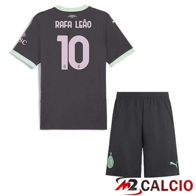 Maglie Calcio Personalizzate,Tute Calcio Squadre,Maglia Nazionale Italiana Calcio | Maglie Calcio AC Milan (Rafa Leão 10) Bambino Terza Nero 2024/2025