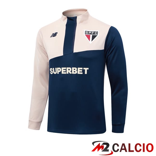 Maglie Calcio Personalizzate,Tute Calcio Squadre,Maglia Nazionale Italiana Calcio | Felpa Allenamento Sao Paulo FC Blu Reale Giallo 2024/2025