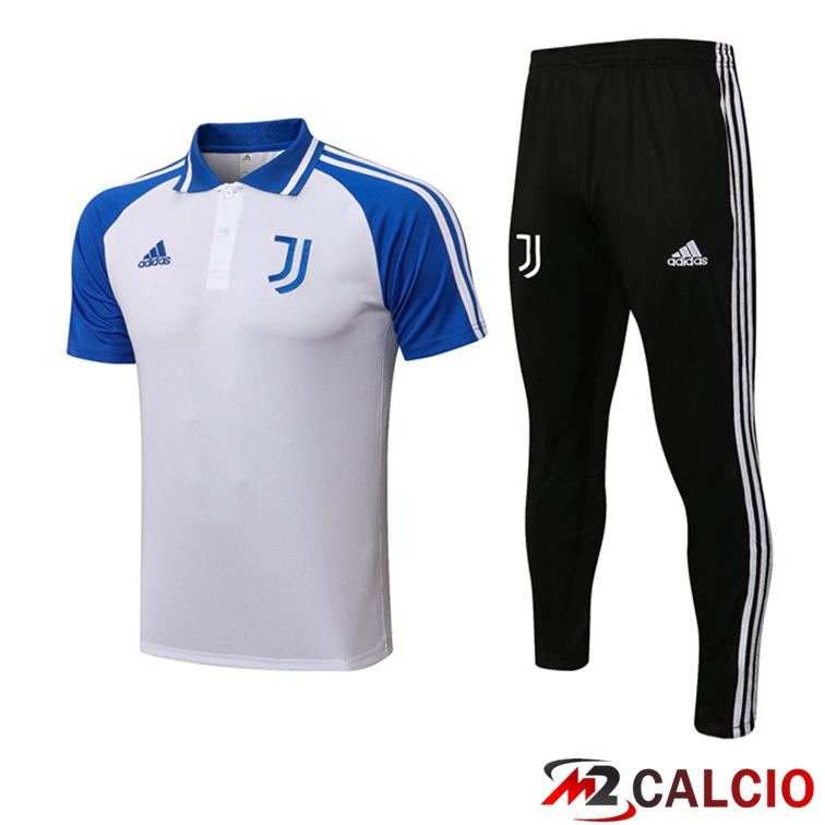 Maglie Calcio Personalizzate,Tute Calcio Squadre,Maglia Nazionale Italiana Calcio | Kit Maglia Polo Juventus + Pantaloni Bianco Blu 2021/2022