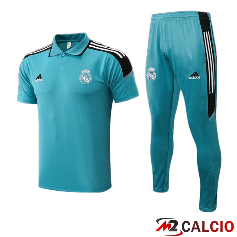 Maglie Calcio Personalizzate,Tute Calcio Squadre,Maglia Nazionale Italiana Calcio | Kit Maglia Polo Real Madrid + Pantaloni Verde Nero 2021/2022