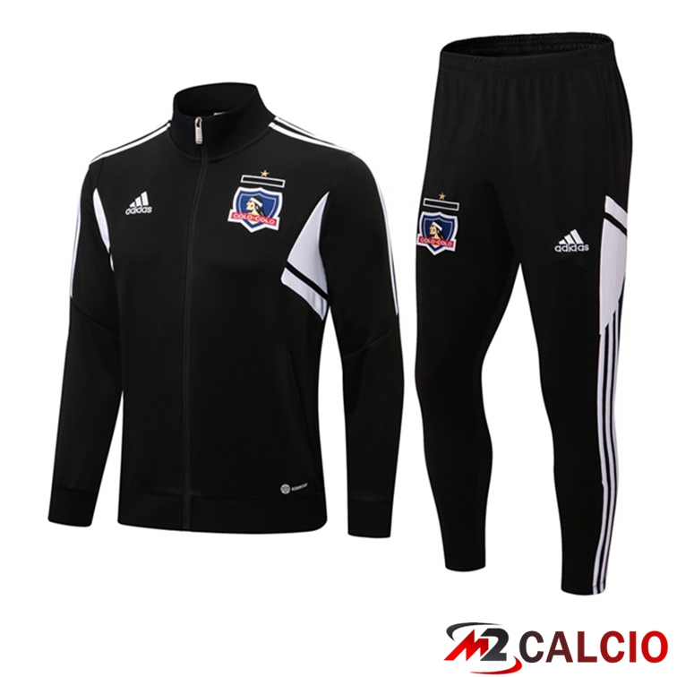 Maglie Calcio Personalizzate,Tute Calcio Squadre,Maglia Nazionale Italiana Calcio | Insieme Tuta Calcio - Giacca Colo-Colo Nero 2022/2023