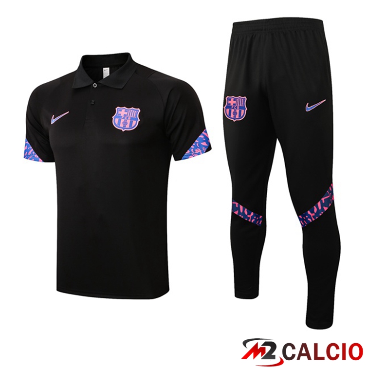 Maglie Calcio Personalizzate,Tute Calcio Squadre,Maglia Nazionale Italiana Calcio | Kit Maglia Polo FC Barcellona + Pantaloni Nero 2021/2022