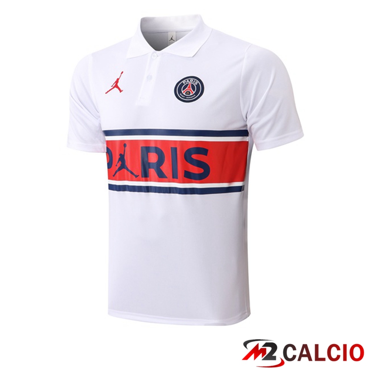 Maglie Calcio Personalizzate,Tute Calcio Squadre,Maglia Nazionale Italiana Calcio | Maglia Polo JORDAN Paris PSG Bianco 2021/2022
