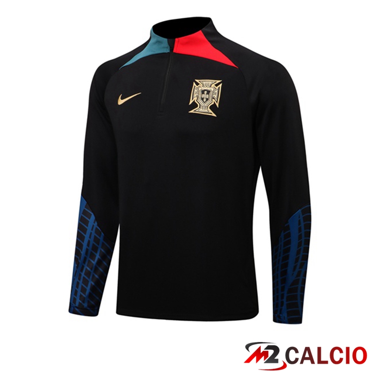 Maglie Calcio Personalizzate,Tute Calcio Squadre,Maglia Nazionale Italiana Calcio | Felpa Allenamento Portogallo Nero 2022/2023