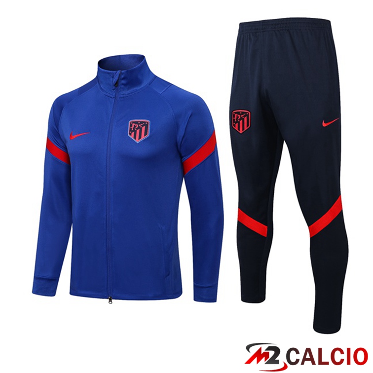 Maglie Calcio Personalizzate,Tute Calcio Squadre,Maglia Nazionale Italiana Calcio | Insieme Tuta Calcio - Giacca Atletico Madrid Blu 2022/2023