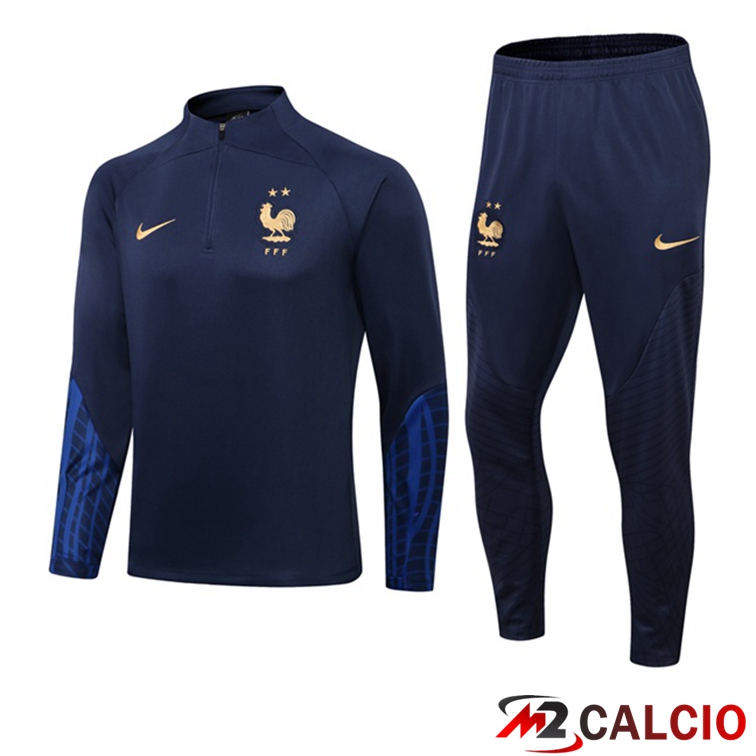 Maglie Calcio Personalizzate,Tute Calcio Squadre,Maglia Nazionale Italiana Calcio | Insieme Tuta Calcio Francia Blu Royal 2022/2023