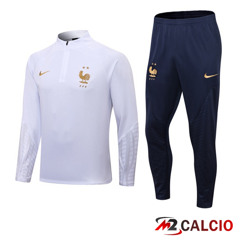 Maglie Calcio Personalizzate,Tute Calcio Squadre,Maglia Nazionale Italiana Calcio | Insieme Tuta Calcio Francia Bianco 2022/2023