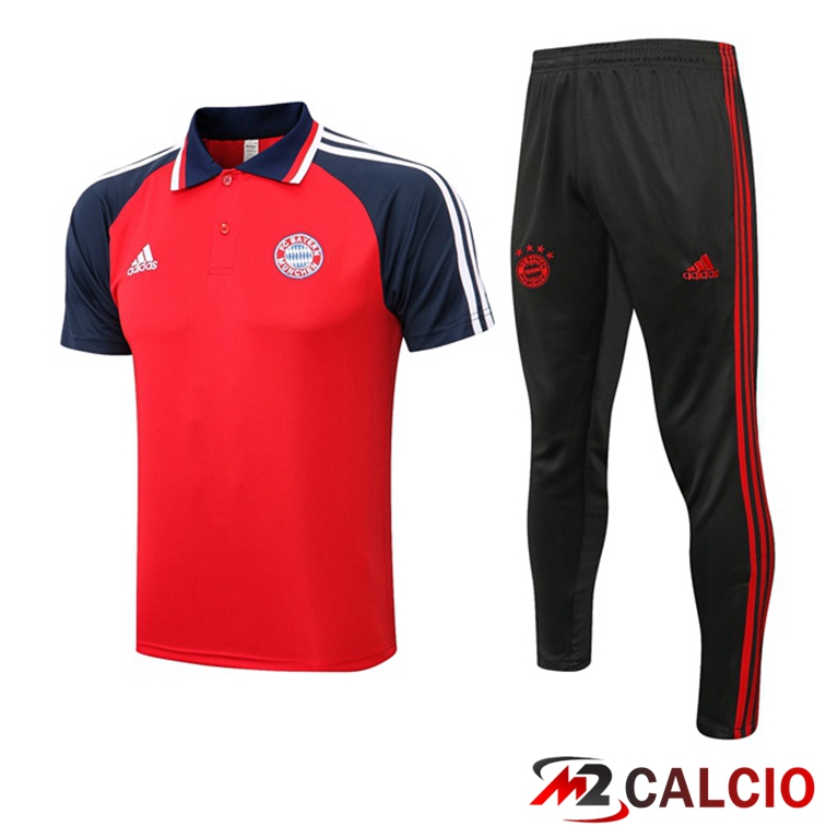 Maglie Calcio Personalizzate,Tute Calcio Squadre,Maglia Nazionale Italiana Calcio | Bayern Monaco Polo Maglia Uomo + Pantaloni Rosso 2021/2022