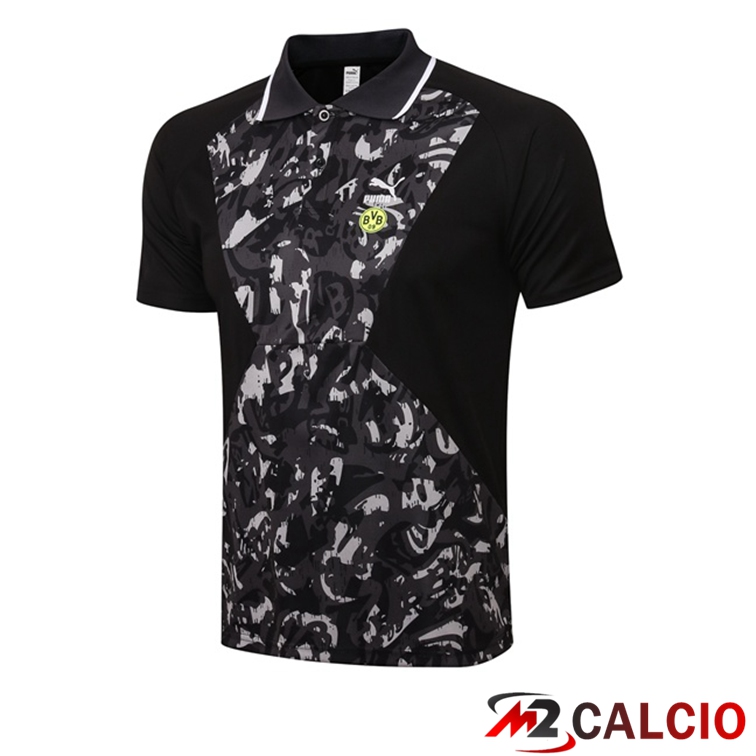Maglie Calcio Personalizzate,Tute Calcio Squadre,Maglia Nazionale Italiana Calcio | Dortmund BVB Polo Maglia Uomo Nero 2021/2022