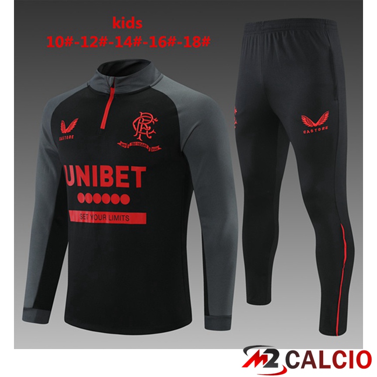 Maglie Calcio Personalizzate,Tute Calcio Squadre,Maglia Nazionale Italiana Calcio | Tuta Calcio Bambino Rangers FC Nero 2021/2022