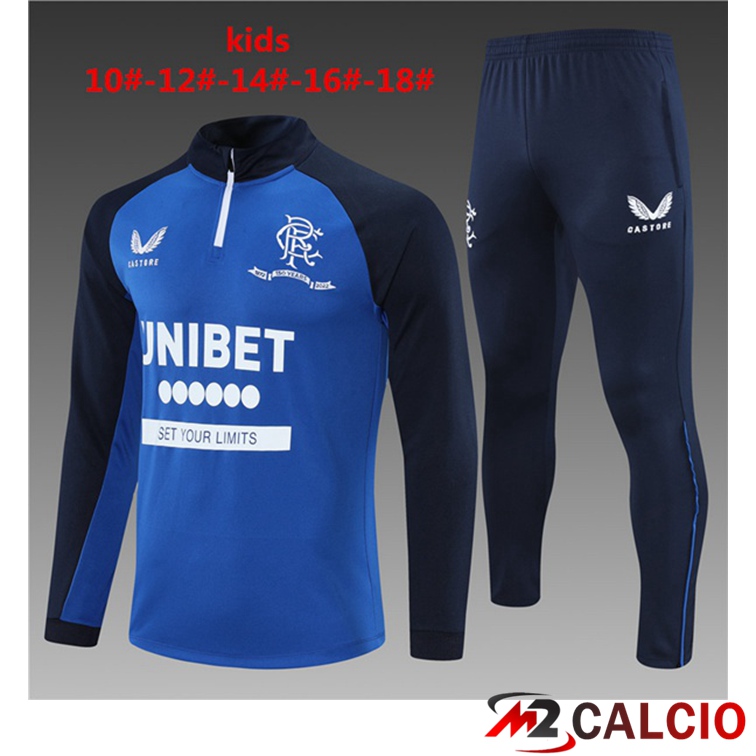 Maglie Calcio Personalizzate,Tute Calcio Squadre,Maglia Nazionale Italiana Calcio | Tuta Calcio Bambino Rangers FC Blu 2021/2022