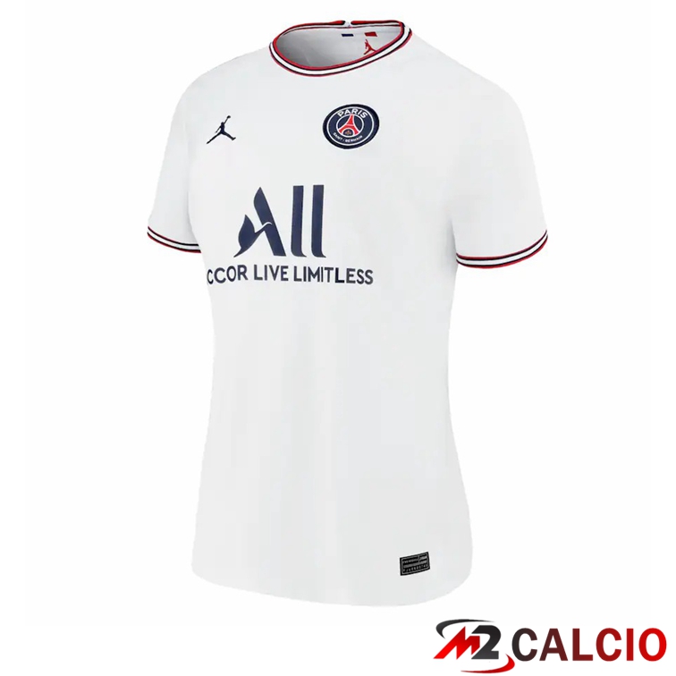 Maglie Calcio Personalizzate,Tute Calcio Squadre,Maglia Nazionale Italiana Calcio | Maglia Jordan Paris PSG Donna Quattro Bianco 2021/2022
