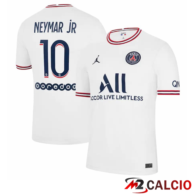 Maglie Calcio Personalizzate,Tute Calcio Squadre,Maglia Nazionale Italiana Calcio | Maglia Jordan Paris PSG (Neymar Jr 10) Donna Quattro Bianco 2021/2022