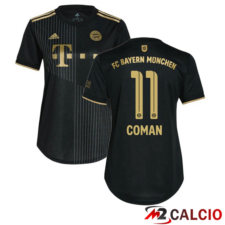Maglie Calcio Personalizzate,Tute Calcio Squadre,Maglia Nazionale Italiana Calcio | Maglia Bayern Monaco (Coman 11) Donna Seconda Nero 2021/22