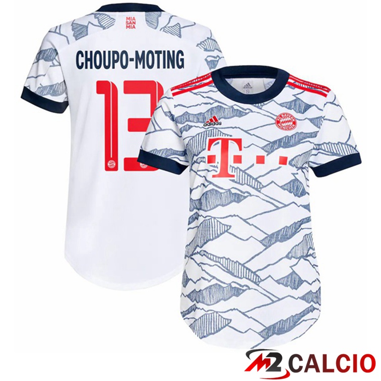 Maglie Calcio Personalizzate,Tute Calcio Squadre,Maglia Nazionale Italiana Calcio | Maglia Bayern Monaco (Choupo-Moting 13) Donna Terza Bianco 2021/22