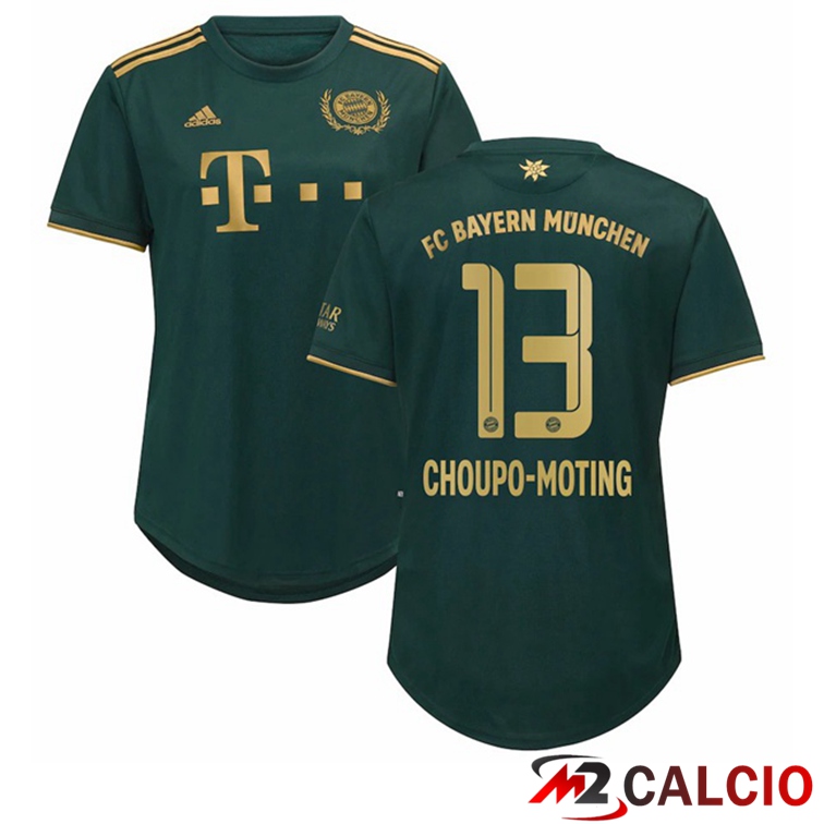 Maglie Calcio Personalizzate,Tute Calcio Squadre,Maglia Nazionale Italiana Calcio | Maglia Bayern Monaco (Choupo-Moting 13) Donna Quatrieme Verde 2021/22