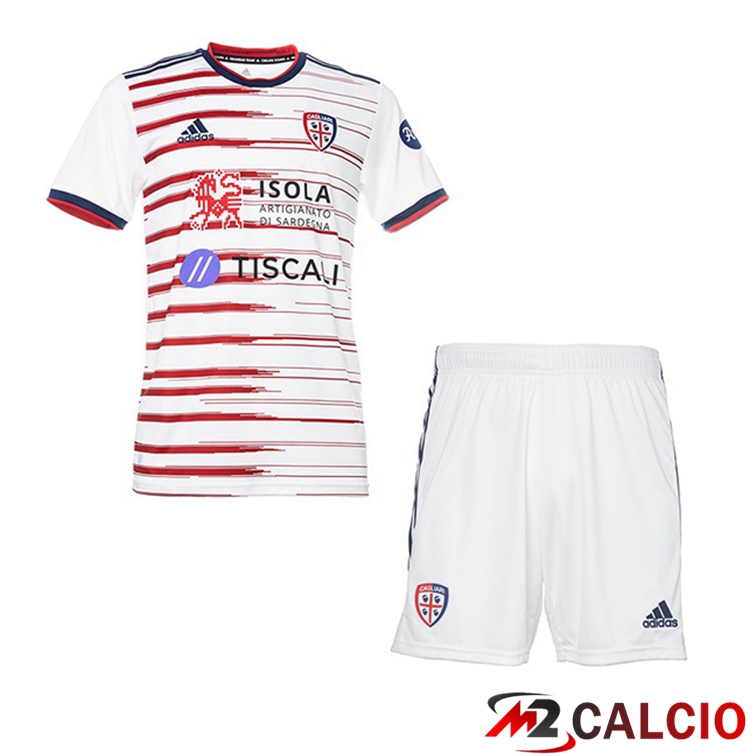 Maglie Calcio Personalizzate,Tute Calcio Squadre,Maglia Nazionale Italiana Calcio | Maglie Calcio Cagliari Calcio Bambino Seconda Bianco 21/22