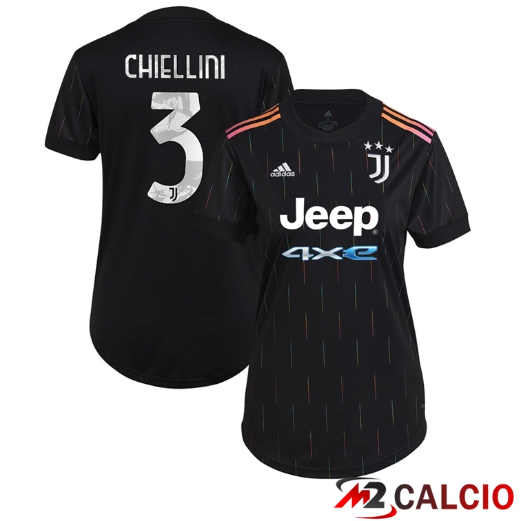 Maglie Calcio Personalizzate,Tute Calcio Squadre,Maglia Nazionale Italiana Calcio | Maglia Juventus (CHIELLINI 3) Donna Seconda Nero 2021/2022