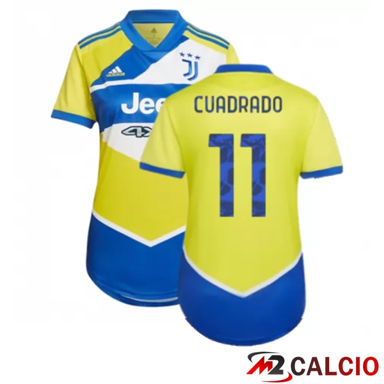 Maglie Calcio Personalizzate,Tute Calcio Squadre,Maglia Nazionale Italiana Calcio | Maglia Juventus (CUADRADO 11) Donna Terza Giallo 2021/2022