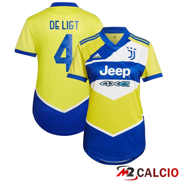 Maglie Calcio Personalizzate,Tute Calcio Squadre,Maglia Nazionale Italiana Calcio | Maglia Juventus (De Ligt 4) Donna Terza Giallo 2021/2022