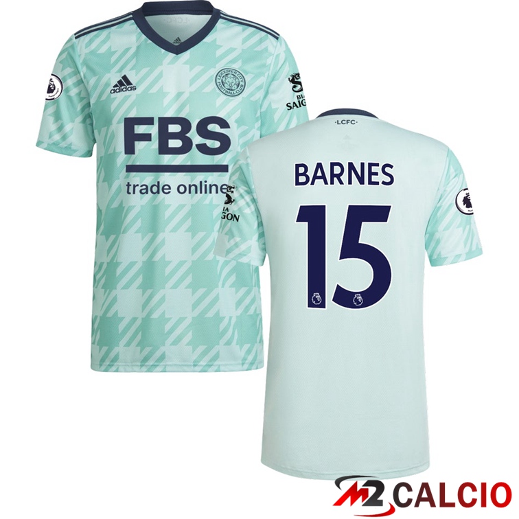 Maglie Calcio Personalizzate,Tute Calcio Squadre,Maglia Nazionale Italiana Calcio | Maglia Leicester City (BARNES 15) Seconda Verde Clair 2021/2022