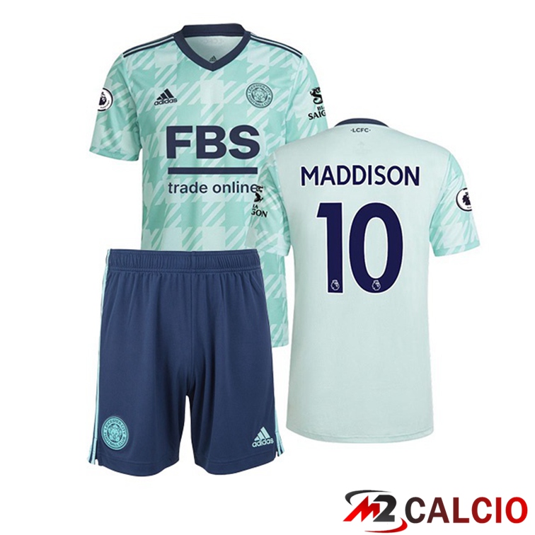 Maglie Calcio Personalizzate,Tute Calcio Squadre,Maglia Nazionale Italiana Calcio | Maglia Leicester City (MADDISON 10) Bambino Seconda Verde 2021/22