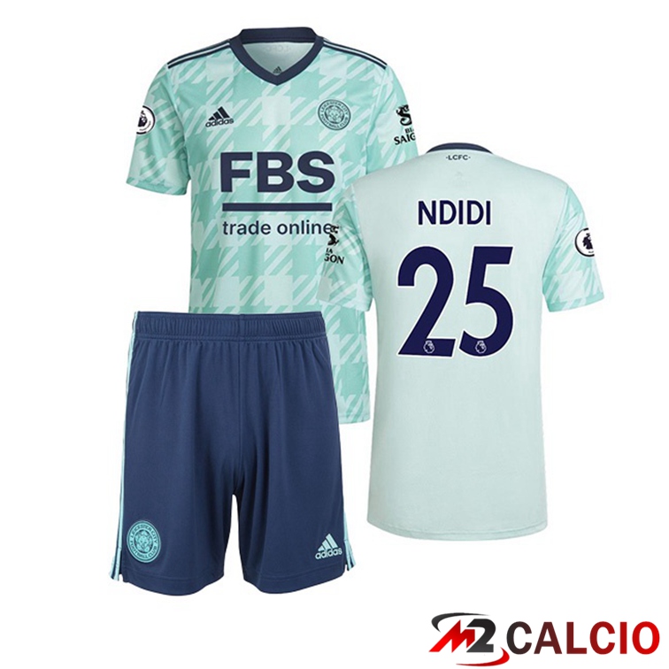 Maglie Calcio Personalizzate,Tute Calcio Squadre,Maglia Nazionale Italiana Calcio | Maglia Leicester City (NDIDI 25) Bambino Seconda Verde 2021/22