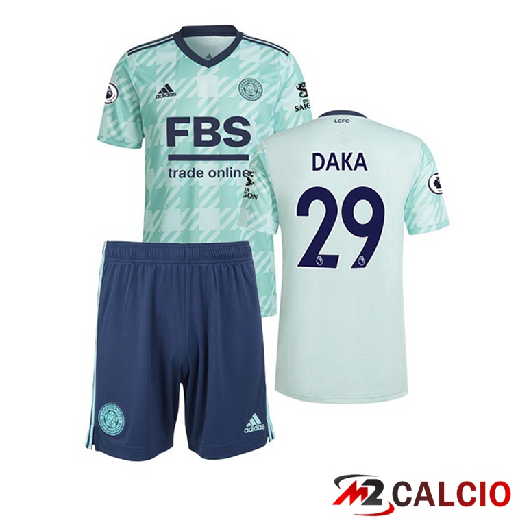 Maglie Calcio Personalizzate,Tute Calcio Squadre,Maglia Nazionale Italiana Calcio | Maglia Leicester City (DAKA 29) Bambino Seconda Verde 2021/22