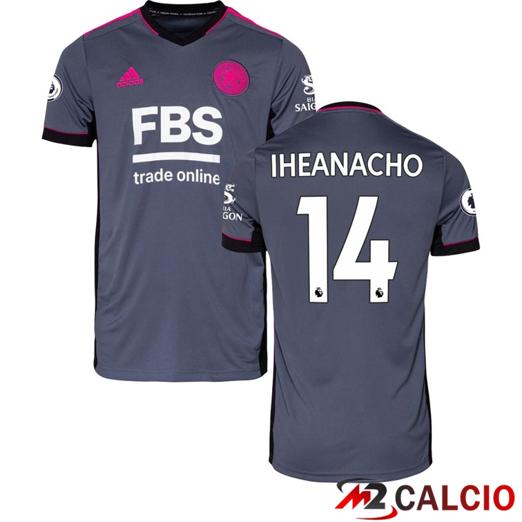 Maglie Calcio Personalizzate,Tute Calcio Squadre,Maglia Nazionale Italiana Calcio | Maglia Leicester City (IHEANACHO 14) Terza Grigio Foncé 2021/2022