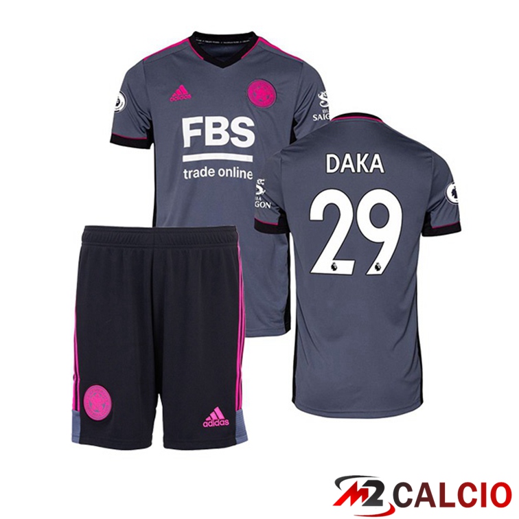 Maglie Calcio Personalizzate,Tute Calcio Squadre,Maglia Nazionale Italiana Calcio | Maglia Leicester City (DAKA 29) Bambino Terza Grigio 2021/22