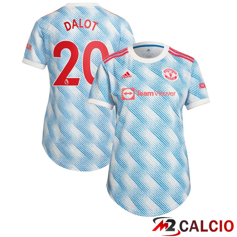 Maglie Calcio Personalizzate,Tute Calcio Squadre,Maglia Nazionale Italiana Calcio | Maglia Manchester United (Dalot 20) Donna Seconda Blu/Bianco 2021/2022
