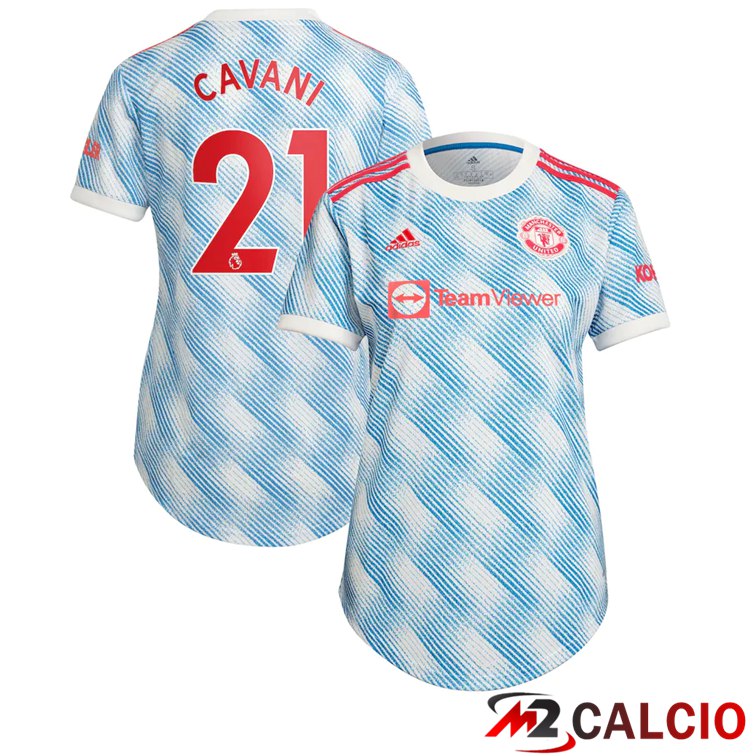 Maglie Calcio Personalizzate,Tute Calcio Squadre,Maglia Nazionale Italiana Calcio | Maglia Manchester United (CAVANI 21) Donna Seconda Blu/Bianco 2021/2022