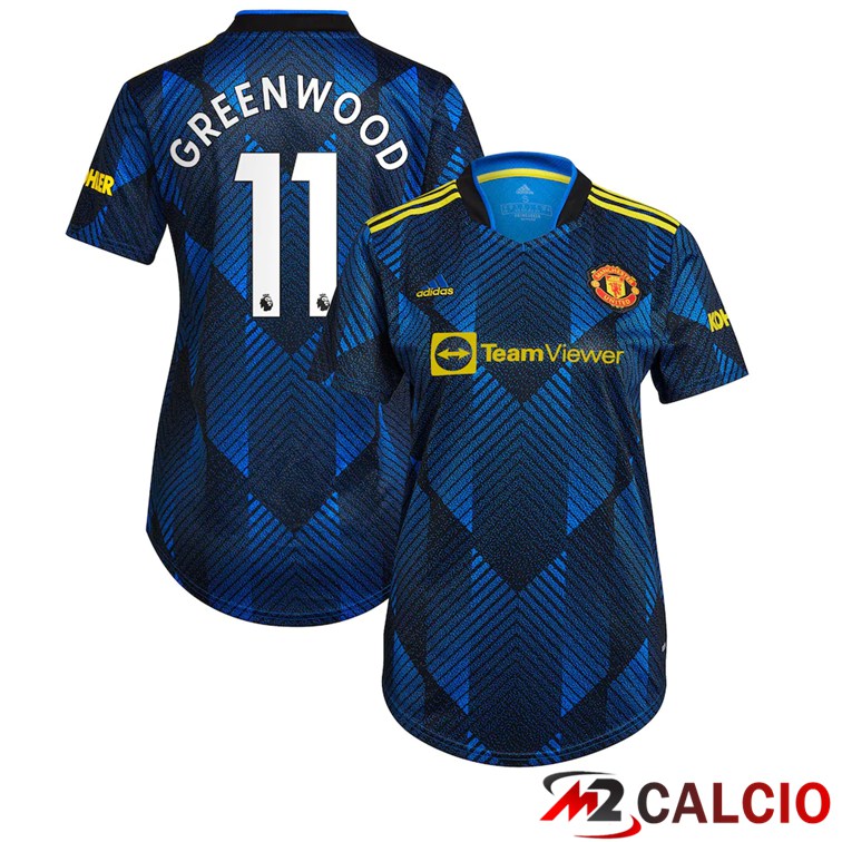 Maglie Calcio Personalizzate,Tute Calcio Squadre,Maglia Nazionale Italiana Calcio | Maglia Manchester United (GREENWOOD 11) Donna Terza Blu Scuro 2021/2022