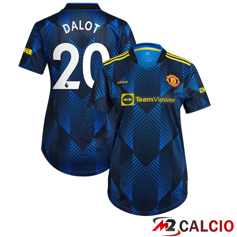 Maglie Calcio Personalizzate,Tute Calcio Squadre,Maglia Nazionale Italiana Calcio | Maglia Manchester United (Dalot 20) Donna Terza Blu Scuro 2021/2022