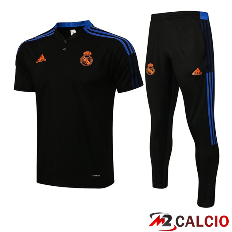 Maglie Calcio Personalizzate,Tute Calcio Squadre,Maglia Nazionale Italiana Calcio | Maglia Polo Real Madrid + Pantaloni Nero 2021/2022