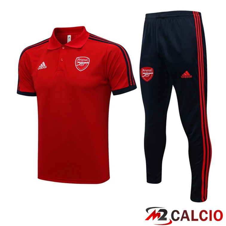 Maglie Calcio Personalizzate,Tute Calcio Squadre,Maglia Nazionale Italiana Calcio | Maglia Polo FC Arsenal + Pantaloni Rosso 2021/2022