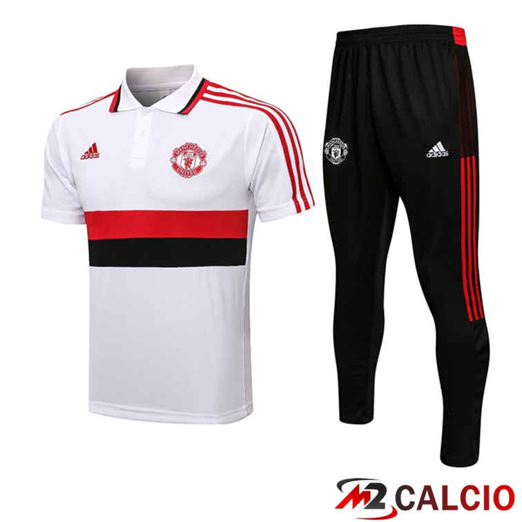 Maglie Calcio Personalizzate,Tute Calcio Squadre,Maglia Nazionale Italiana Calcio | Maglia Polo Manchester United + Pantaloni Bianco 2021/2022