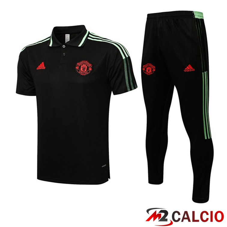 Maglie Calcio Personalizzate,Tute Calcio Squadre,Maglia Nazionale Italiana Calcio | Maglia Polo Manchester United + Pantaloni Nero 2021/2022