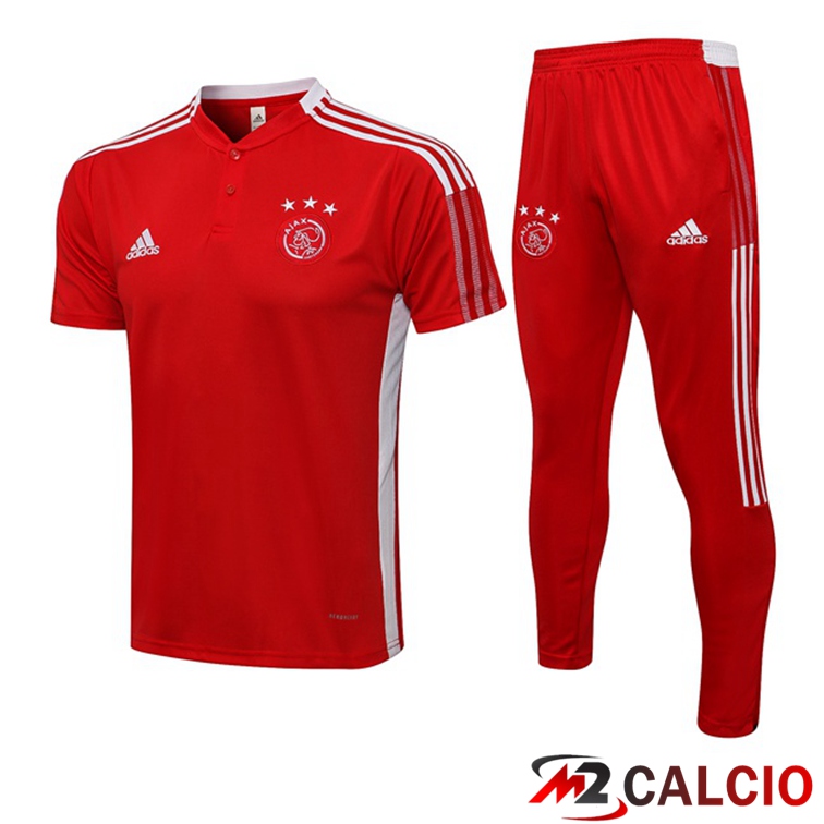 Maglie Calcio Personalizzate,Tute Calcio Squadre,Maglia Nazionale Italiana Calcio | Maglia Polo AFC Ajax + Pantaloni Rosso 2021/2022