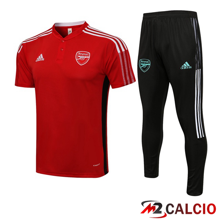 Maglie Calcio Personalizzate,Tute Calcio Squadre,Maglia Nazionale Italiana Calcio | Maglia Polo FC Arsenal + Pantaloni Rosso 2021/2022