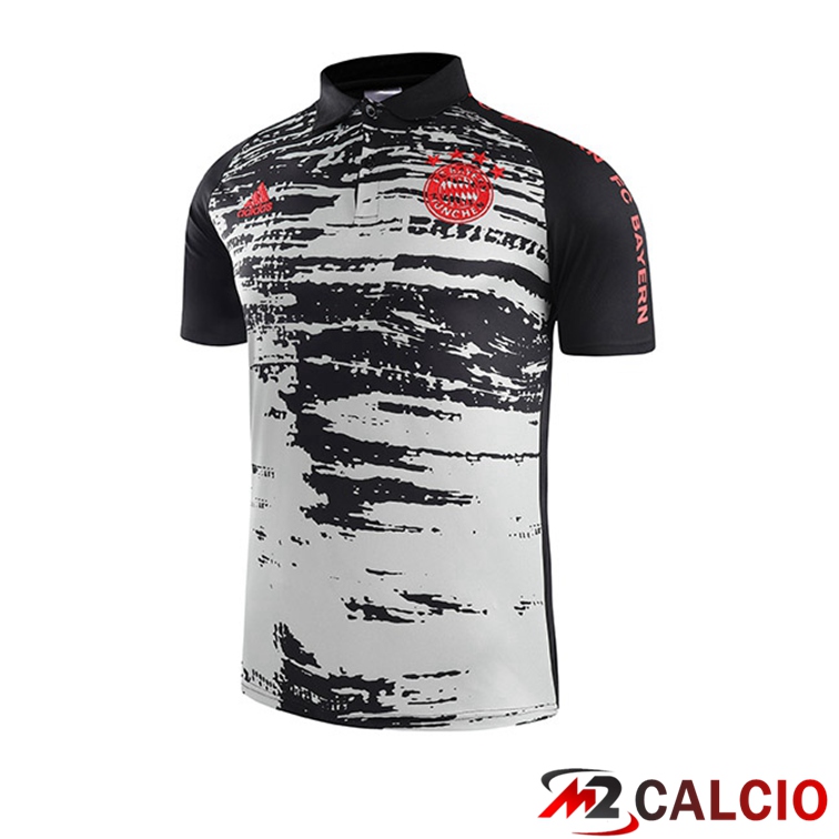 Maglie Calcio Personalizzate,Tute Calcio Squadre,Maglia Nazionale Italiana Calcio | Maglia Polo Bayern Monaco Grigio Nero 2021/2022