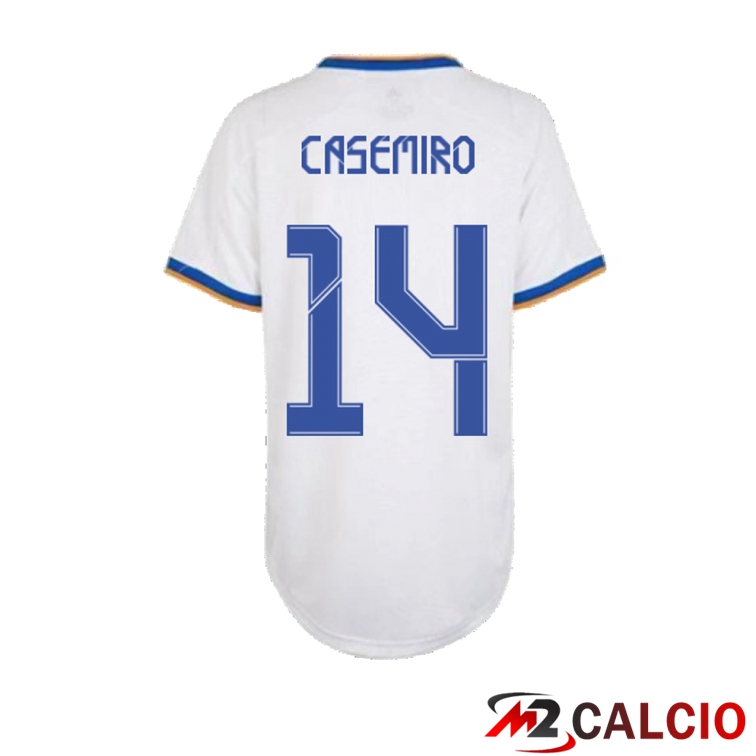 Maglie Calcio Personalizzate,Tute Calcio Squadre,Maglia Nazionale Italiana Calcio | Maglia Real Madrid (CASEMIRO 14) Donna Prima Bianco 2021/2022