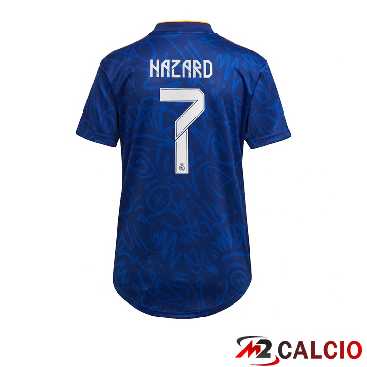 Maglie Calcio Personalizzate,Tute Calcio Squadre,Maglia Nazionale Italiana Calcio | Maglia Real Madrid (HAZARD 7) Donna Seconda Blu 2021/2022